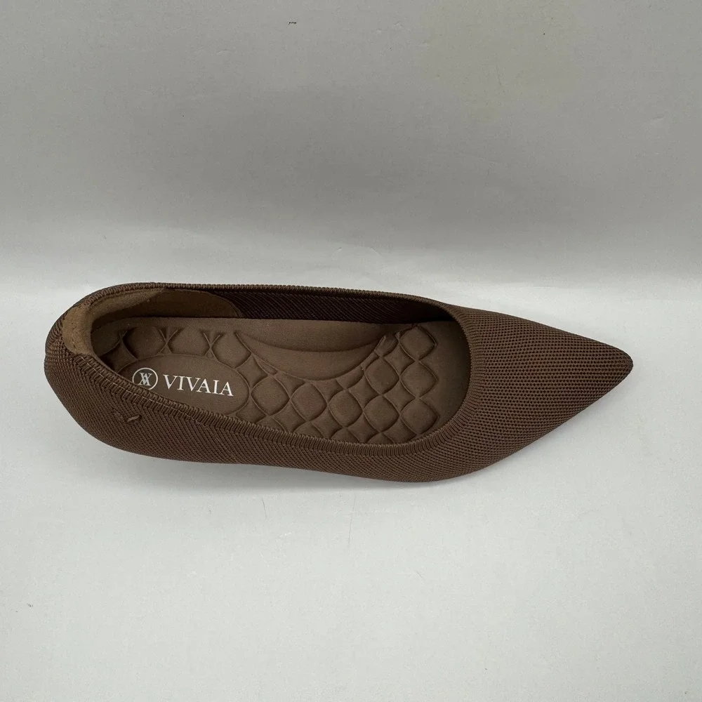 VIVAIA Pointed Toe Wedge Pumps Womens 38.5 Brown Knit Sustainable Comfort Shoes